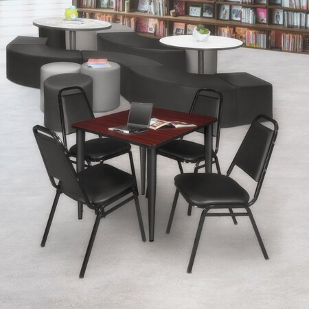 Regency Kahlo Square Table & Chair Sets, 30 W, 30 L, 29 H, Wood, Metal, Vinyl Top, Mahogany TPL3030MHBK29BK